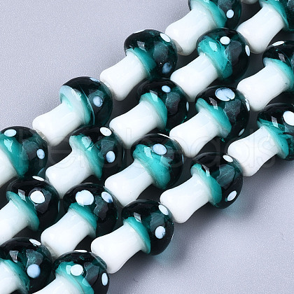 Mushroom Handmade Lampwork Beads Strands LAMP-R116-14-1