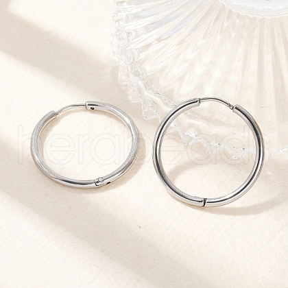 Tarnish Resistant 304 Stainless Steel Huggie Hoop Earrings EJEW-G272-02-20mm-P-1