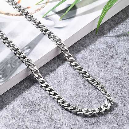 Non-Tarnish Men's 304 Stainless Steel Cuban Link Chain Necklaces X-NJEW-JN03170-01-1
