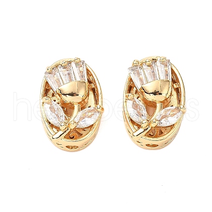 Brass Micro Pave Cubic Zirconia Beads KK-A259-06G-1