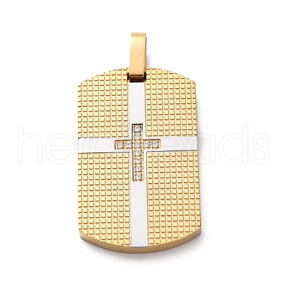 304 Stainless Steel Micro Pave Cubic Zirconia Pendants STAS-U043-22G-1