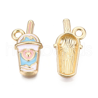 Eco-Friendly Zinc Alloy Milkshake Pendants X-ENAM-R051-16-02G-NR-1
