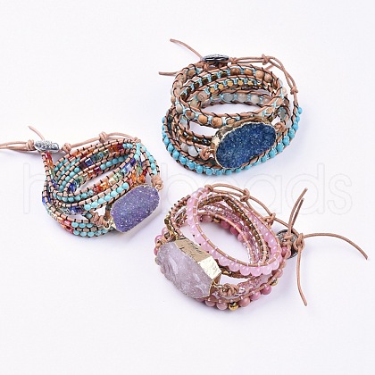 Five Loops Leather Warp Bracelets BJEW-F395-A-1
