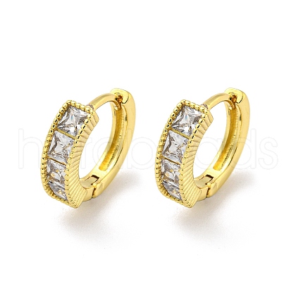 Brass Micro Pave Cubic Zirconia Hoop Earring EJEW-C088-04G-G-1