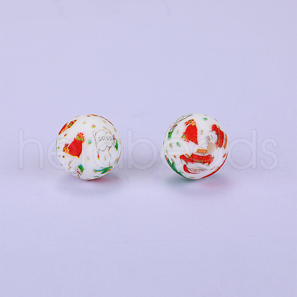 Printed Round Silicone Focal Beads SI-JX0056A-27-1