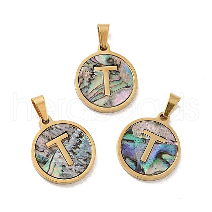 PVD Vacuum Plating 304 Stainless Steel with Paua Shell Pendants STAS-G268-02T-G-1