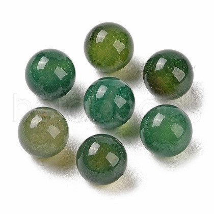 Natural Green Onyx Agate No Hole Sphere Beads G-K353-04D-27-1