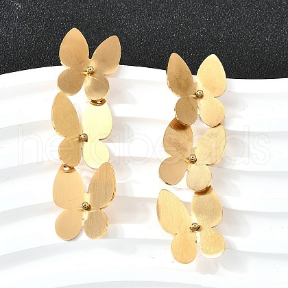 Butterfly 304 Stainless Steel Dangle Stud Earrings for Women EJEW-M102-01G-1