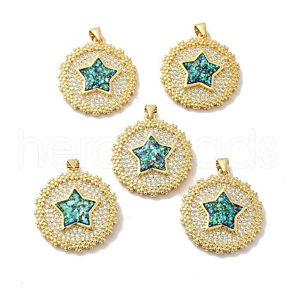Rack Plating Brass Micro Pave Cubic Zirconia Pendants KK-D088-03G-1
