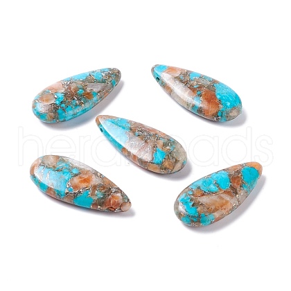 Assembled Synthetic Turquoise & Natural Orange Quartz Pendants G-K317-C03-1