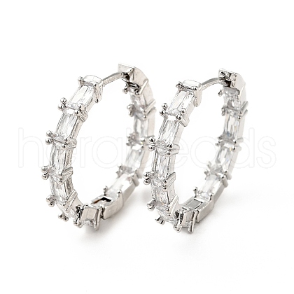 Clear Cubic Zirconia Hinged Hoop Earrings EJEW-F288-11P-1