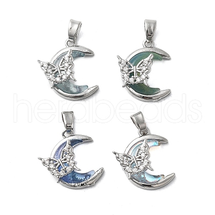 Brass Micro Pave Cubic Zirconia with Glass Pendants KK-Z103-13P-1