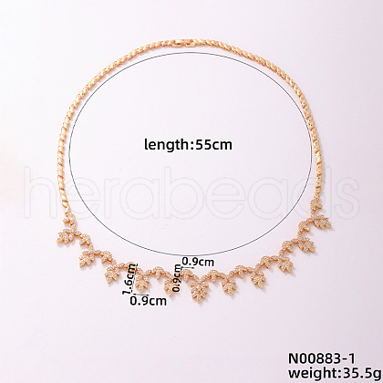 Minimalist Flower Brass Micro Pave Cubic Zirconia Pendant Necklaces for Women TI5363-2-1