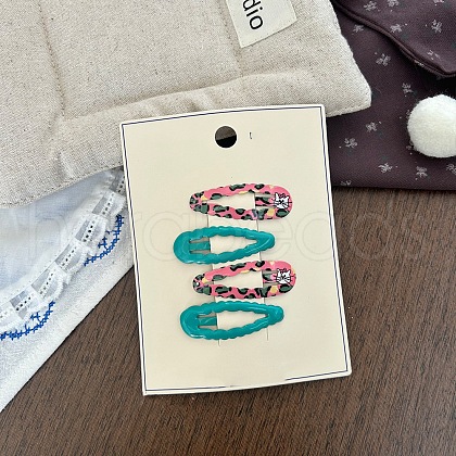 Leopard Print Iron with Enamel Snap Hair Clips PW-WG7CFA7-03-1