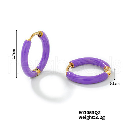 Elegant Brass Enamel Hoop Earrings WO3683-11-1