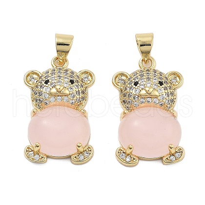 Rack Plating Brass Micro Pave Clear Cubic Zirconia Pendants KK-Q006-20G-1