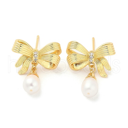 Rack Plating Brass Micro Pave Clear Cubic Zirconia Dangle Earrings for Women EJEW-M260-26G-1