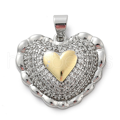 Brass Micro Pave Cubic Zirconia Pendants KK-C091-02D-PG-1