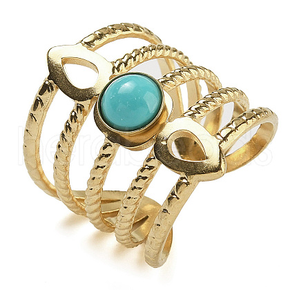 Synthetic Turquoise Finger Rings RJEW-U027-08G-03-1