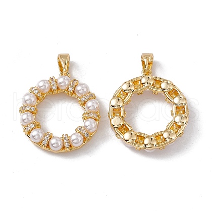 Brass Micro Pave Cubic Zirconia Pendants KK-B061-14G-1