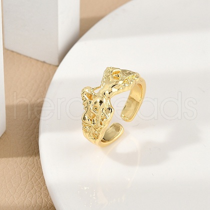 Rack Plating Brass Cuff Rings for Women RJEW-M028-61G-1