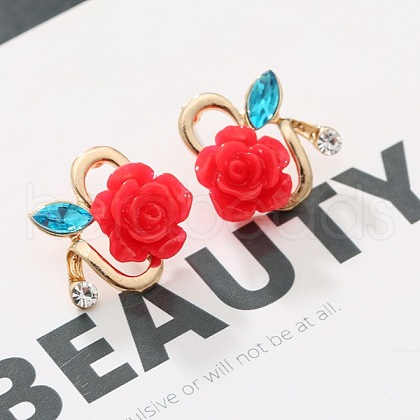 Flower Alloy Rhinestone Stud Earrings WG3C0C0-01-1