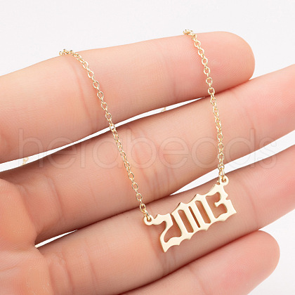 2003 Birth Year Number 201 Stainless Steel Pendant Cable Chain Necklaces FS-WGB5F08-34-1