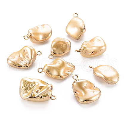 Electroplate Freshwater Shell Pendants SHEL-T018-12G-03-1