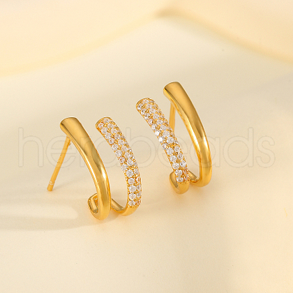 S925 Sterling Silver Two-layer Stud Earrings FQ7329-1-1