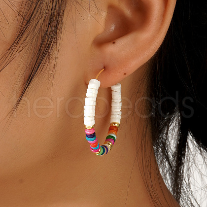 Bohemian Style Multicolor Shell Earrings Hoop Earrings VX2278-1-1