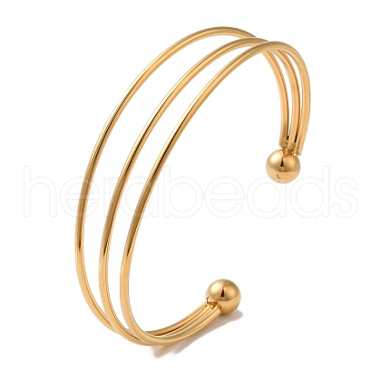 Ion Plating(IP) 304 Stainless Steel Open Cuff Bangles BJEW-Z071-04G-1