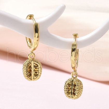 Brass Cubic Zirconia Hoop Earrings EJEW-Q015-01G-D-1