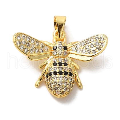 Brass Micro Pave Cubic Zirconia Charms KK-C072-31G-1