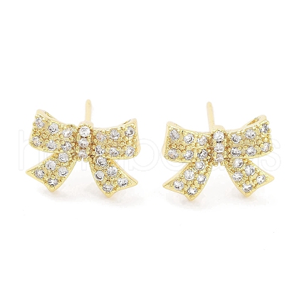Brass Cubic Zirconia Stud Earrings for Women EJEW-S217-B02-1