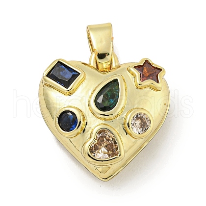 Rack Plating Brass Pave Colorful Cubic Zirconia Bead Cage Pendants KK-E114-07G-1