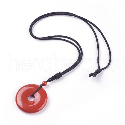 Adjustable Natural Red Jasper Pendant Necklaces NJEW-A125-C08-1