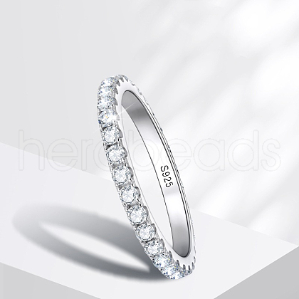 Rhodium Plated 925 Sterling Silver Moissanite Finger Rings for Women WG76D6D-03-1