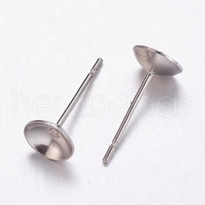 Tarnish Resistant 304 Stainless Steel Stud Earrings Findings STAS-K146-016-6mm-1