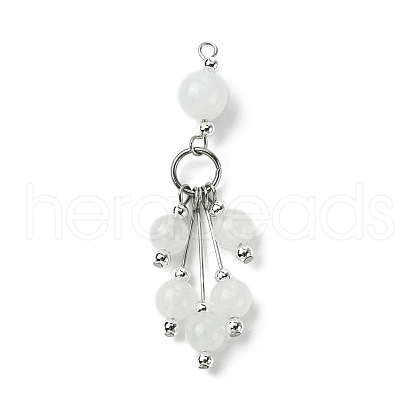 Natural White Jade Round Tassel Big Pendants PALLOY-JF03281-04-1