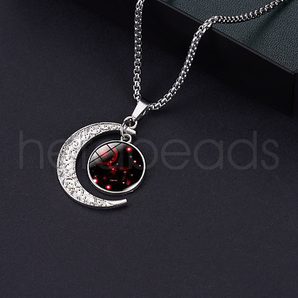 Alloy & Glass Luminous Moon Constellation Pendant Necklaces WG12A0F-06-1