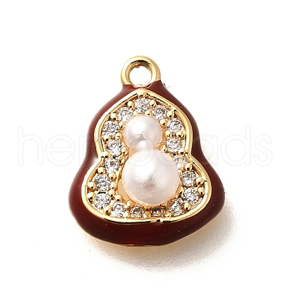 Brass Micro Pave Cubic Zirconia Charms KK-C085-21G-1