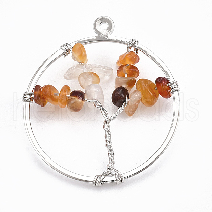 Brass Wire Wrapped Pendants G-T110-02D-1