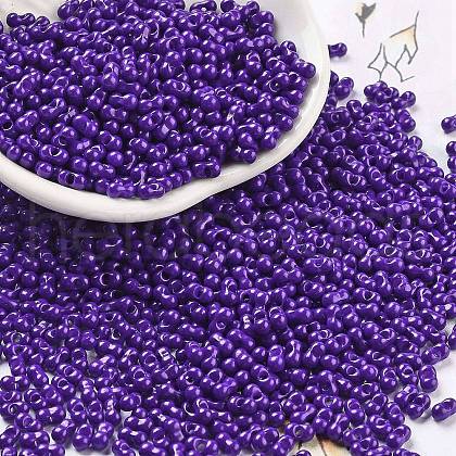 Baking Paint Glass Seed Beads SEED-A033-04O-1