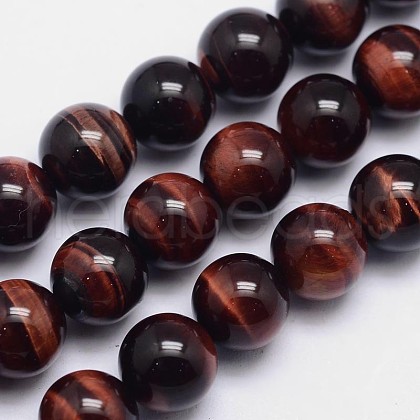 Natural Tiger Eye Round Bead Strands G-L411-06-6mm-1