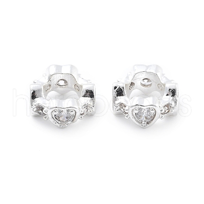 Brass Micro Pave Cubic Zirconia Beads KK-B125-11S-1