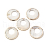 Electroplated Natural Freshwater Shell Pendants with Golden Plated Brass Edge SHEL-M019-02G-1
