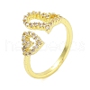 Brass Micro Pave Clear Cubic Zirconia Open Cuff Rings for Women RJEW-Z072-01B-1