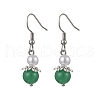 Natural Green Aventurine Round Dangle Earrings EJEW-JE06413-02-2