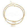 2Pcs Brass & Imitation Pearl Faith Heart Cross Pendant Double Layer Necklaces YX9941-3-2