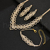 Brass Crystal Rhinestone Twist Chain Necklaces & Stud Earrings & Bracelets Sets FS-WG531AB-01-2